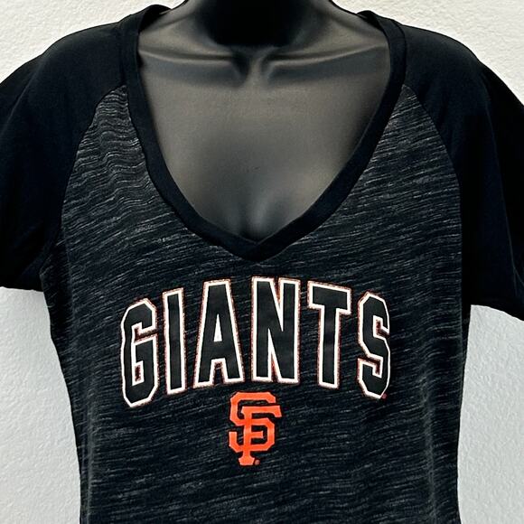 San Francisco SF Giants Womens T Shirt New Era MLB V Neck Black Tee XL X-Large - Picture 4 of 7